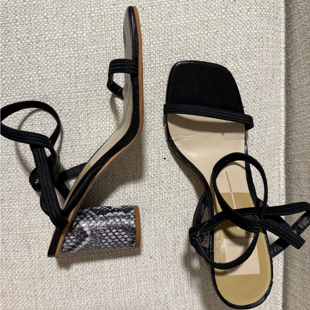 DV by Dolce Vita Black and Snake Print Heels